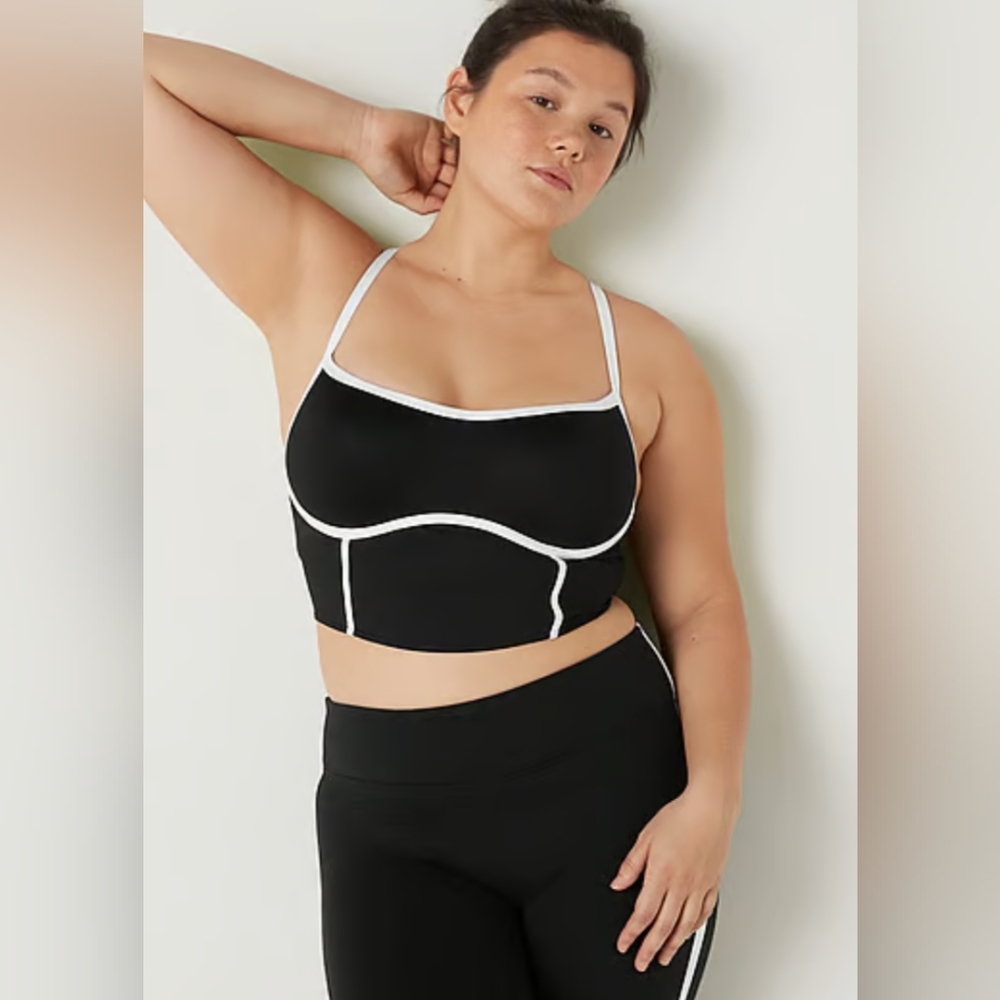 Victoria's Secret Sports Bra Small Black with White Trim NWT